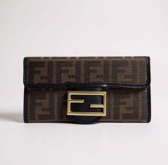 Fendi Zucca FF Vintage Wallet Canvas & Leather Brand New - Picture 1 of 6